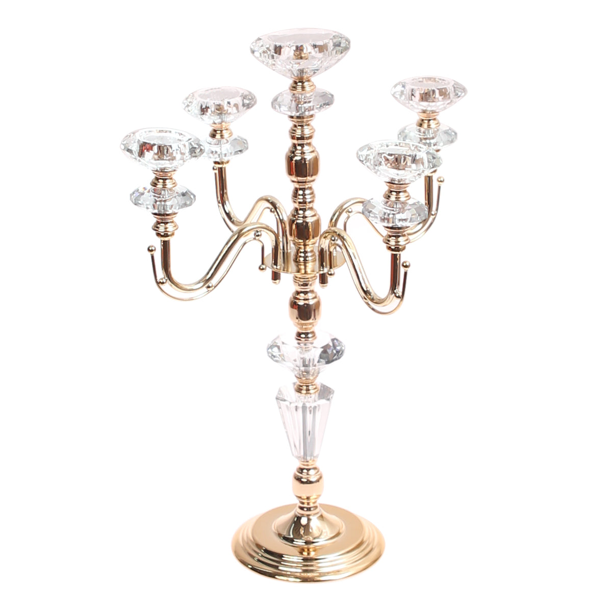 5-ARM CRYSTAL & GOLD CANDELABRA 15-10