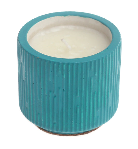 Engraved Texture Ceramic Candle – Teal Scented Jar Candle for Home Décor & Gifting