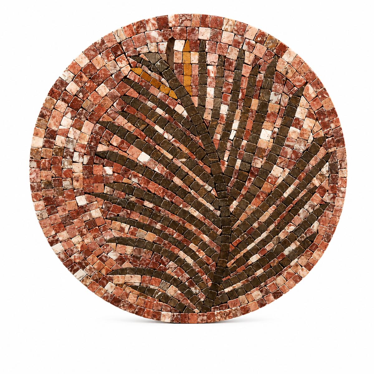 Round Tree Mosaic Wall Art 16 x 16 – Earthy Brown Decorative Wall Hanging