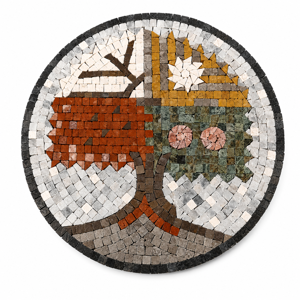 Round Abstract Mosaic Wall Art 16 x 16 – Colorful Decorative Wall Hanging