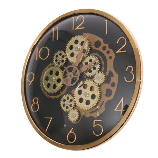 Industrial Gear Design Black & Gold Wall Clock – Modern Steampunk Style (Model 2151)