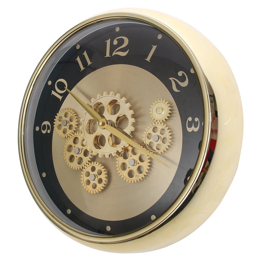 Luxury Gold & Black Gear Design Wall Clock – Modern Industrial Style (Model 2002)