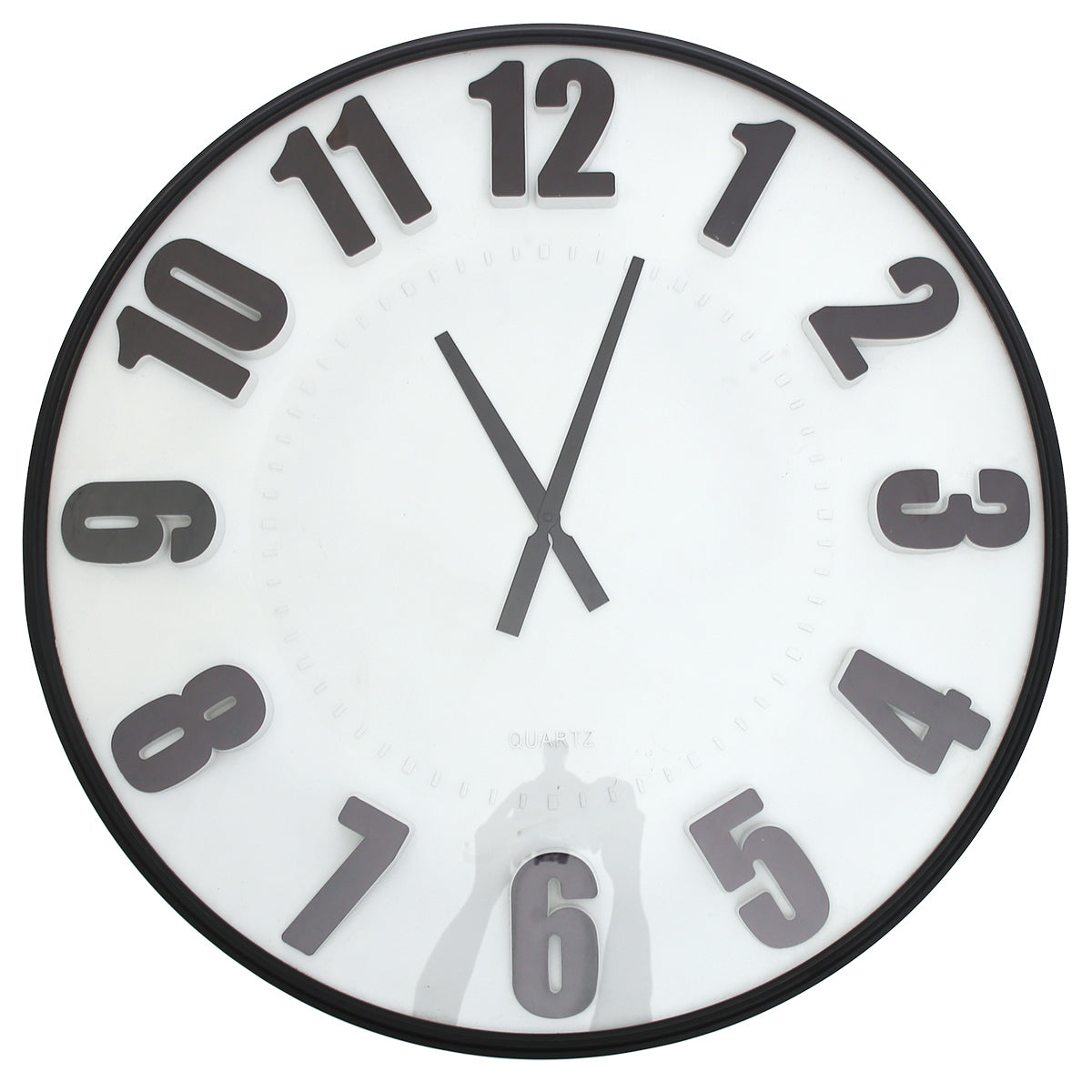 Wall Clock – Matt Black & White with Bold 3D Numerals (Model 7122)