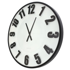 Wall Clock – Matt Black & White with Bold 3D Numerals (Model 7122)