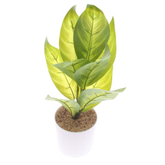 Artificial Table Plant – Green Leaf Design in White Pot (Model 830933)