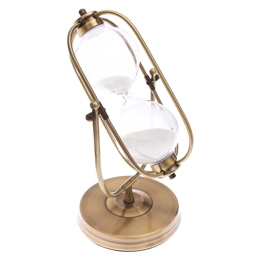 Large Hourglass – Vintage Sand Timer with Rotating Brass Frame