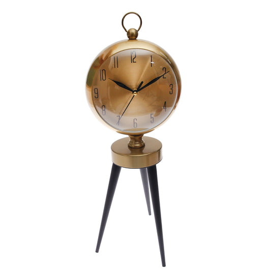 Table Black Stand Clock Gold – Modern Tripod Table Clock with Golden Dial