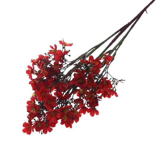 Artificial Red Blossom Flower Stick – Vibrant Faux Floral Stem for Home Décor & Arrangements (NGI FC7082)