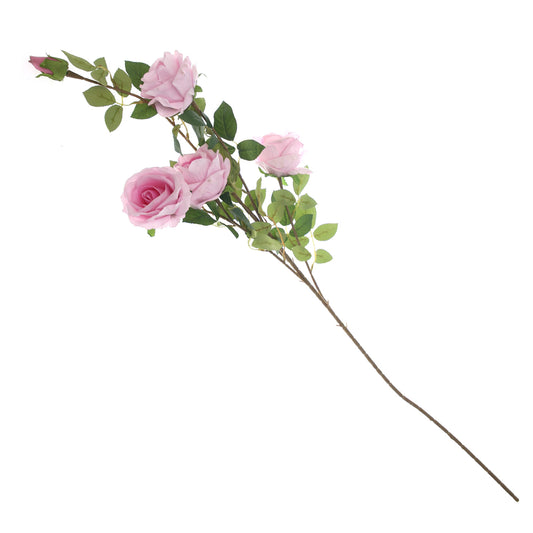 Artificial Pink Rose Spray Flower Stick – Lifelike Faux Multi-Stem Rose Branch for Home Décor & Weddings (NGI FC7089