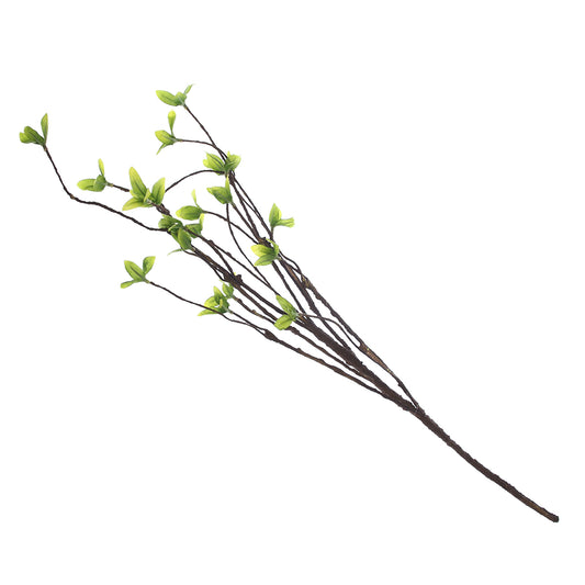 Artificial Green Bud Branch Stick – Lifelike Faux Twig Stem with Fresh Budding Leaves for Home Décor (NGI FI8211)
