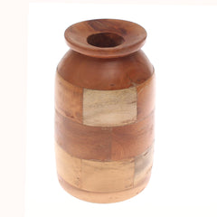 Two-Tone Wooden Decorative Vase – Natural Brown