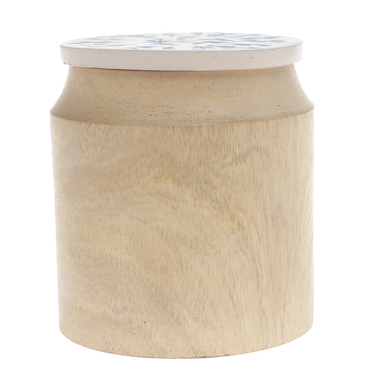 Handcrafted Naqshi Art Storage Jar with White & Sky Blue Butti Design (Small)
