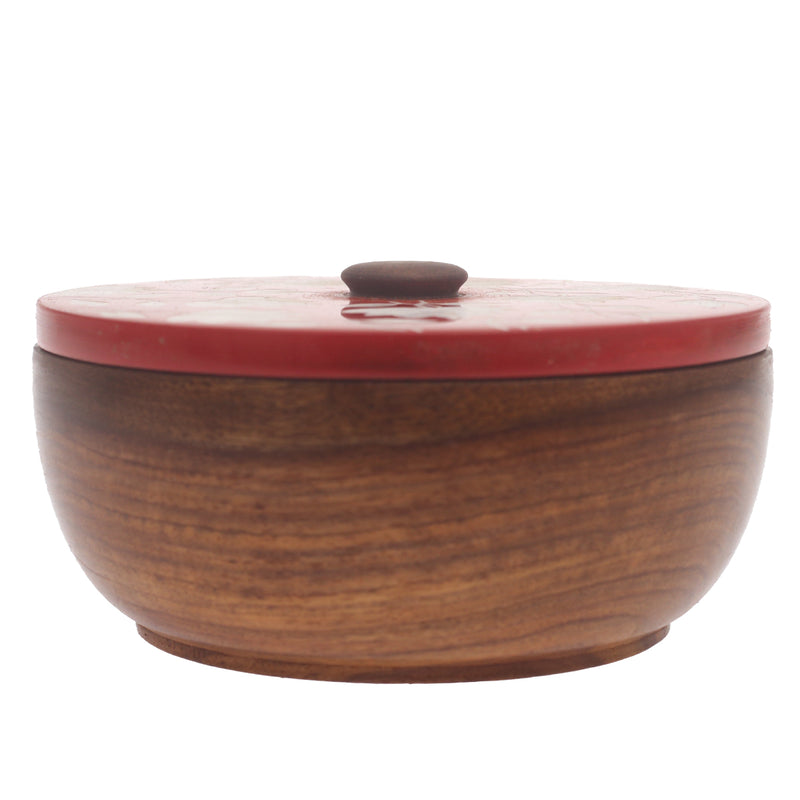 Scarlet Heritage Naqshi Single Jar – Handcrafted Wooden Storage Jar with Floral Naqshi Art - Habitt