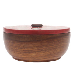Scarlet Heritage Naqshi Single Jar – Handcrafted Wooden Storage Jar with Floral Naqshi Art