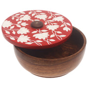 Scarlet Heritage Naqshi Single Jar – Handcrafted Wooden Storage Jar with Floral Naqshi Art - Habitt