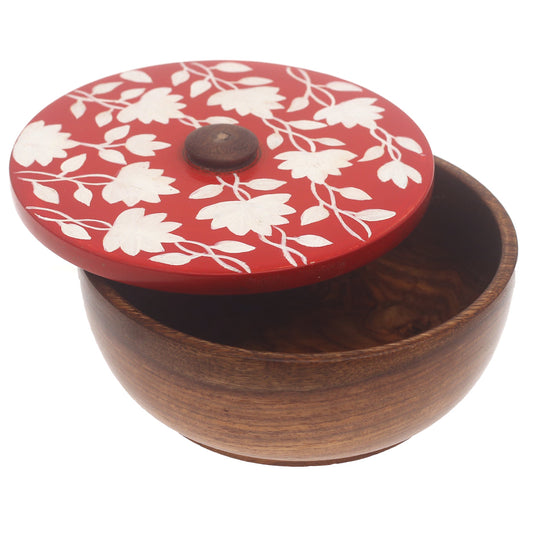 Scarlet Heritage Naqshi Single Jar – Handcrafted Wooden Storage Jar with Floral Naqshi Art