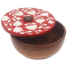 Scarlet Heritage Naqshi Single Jar – Handcrafted Wooden Storage Jar with Floral Naqshi Art