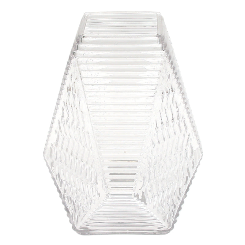 Small Transparent Diamond-Shape Glass Vase | Clear Mini Geometric Décor - Habitt
