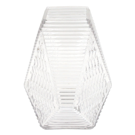 Small Transparent Diamond-Shape Glass Vase | Clear Mini Geometric Décor