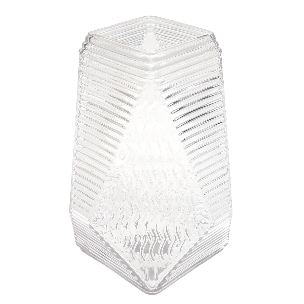 Small Transparent Diamond-Shape Glass Vase | Clear Mini Geometric Décor