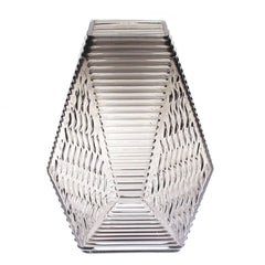 Grey Diamond-Shape Glass Vase | Modern Smoky Geometric Home Décor