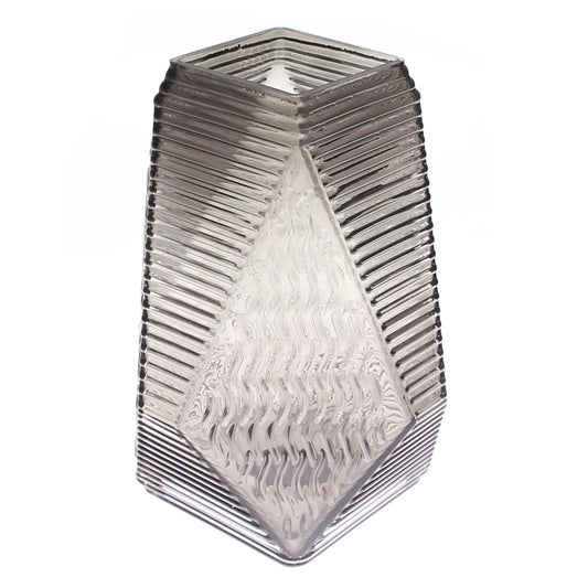 Grey Diamond-Shape Glass Vase | Modern Smoky Geometric Home Décor