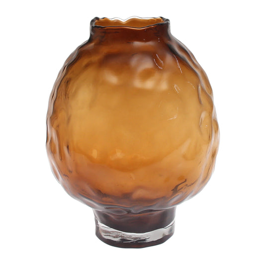 Amber Textured Glass Decorative Vase