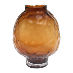 Amber Textured Glass Decorative Vase