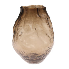 Smoky Brown Glass Vase | Elegant Amber-Tinted Geometric Décor Piece