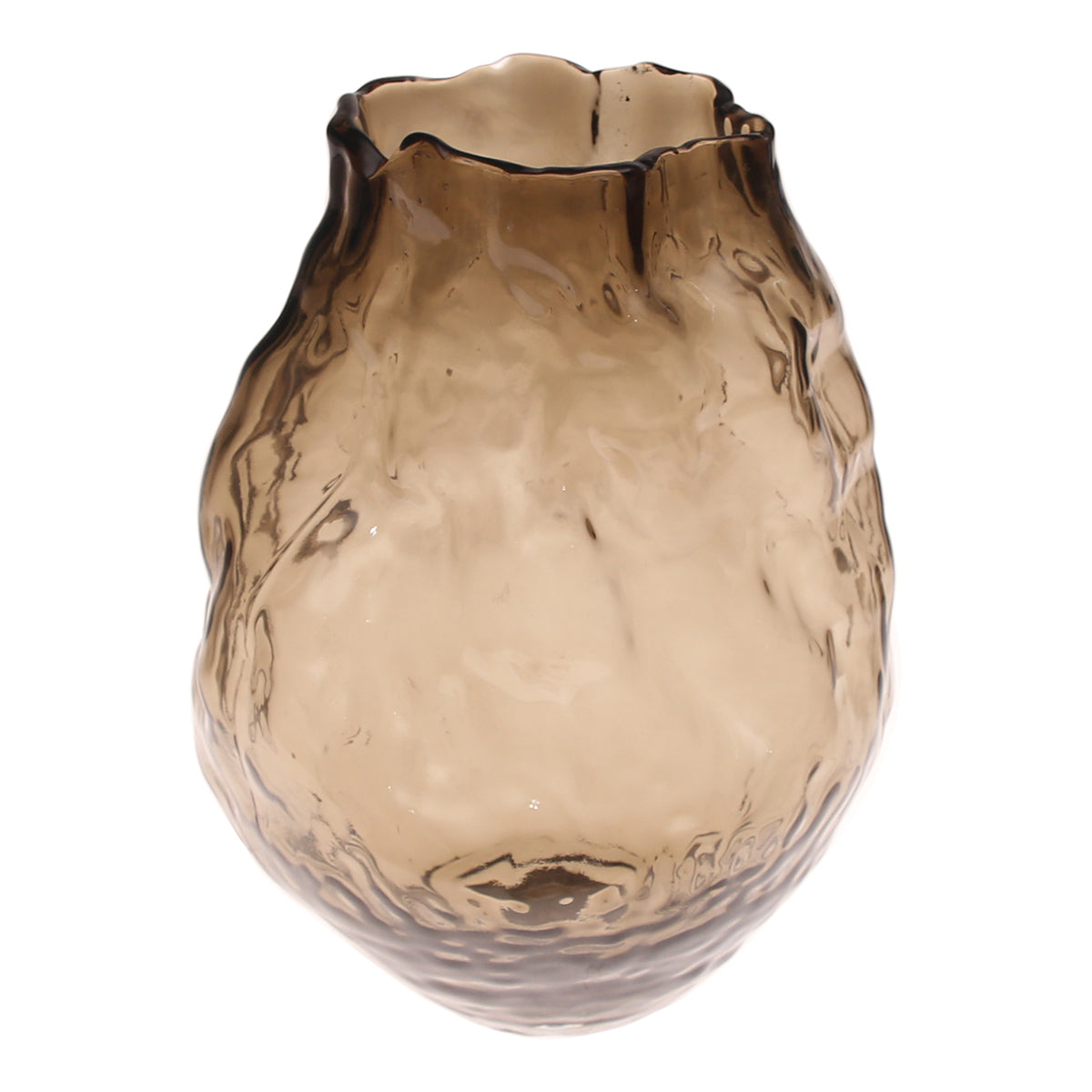 Smoky Brown Glass Vase | Elegant Amber-Tinted Geometric Décor Piece