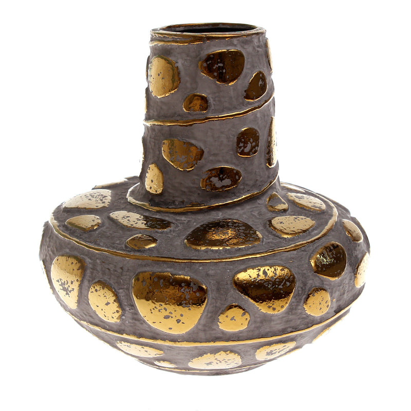 Grey & Gold Pebble Ceramic Vase | Luxury Home Décor Pakistan | Modern Table Accent - Habitt