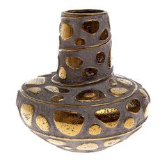 Grey & Gold Pebble Ceramic Vase | Luxury Home Décor Pakistan | Modern Table Accent