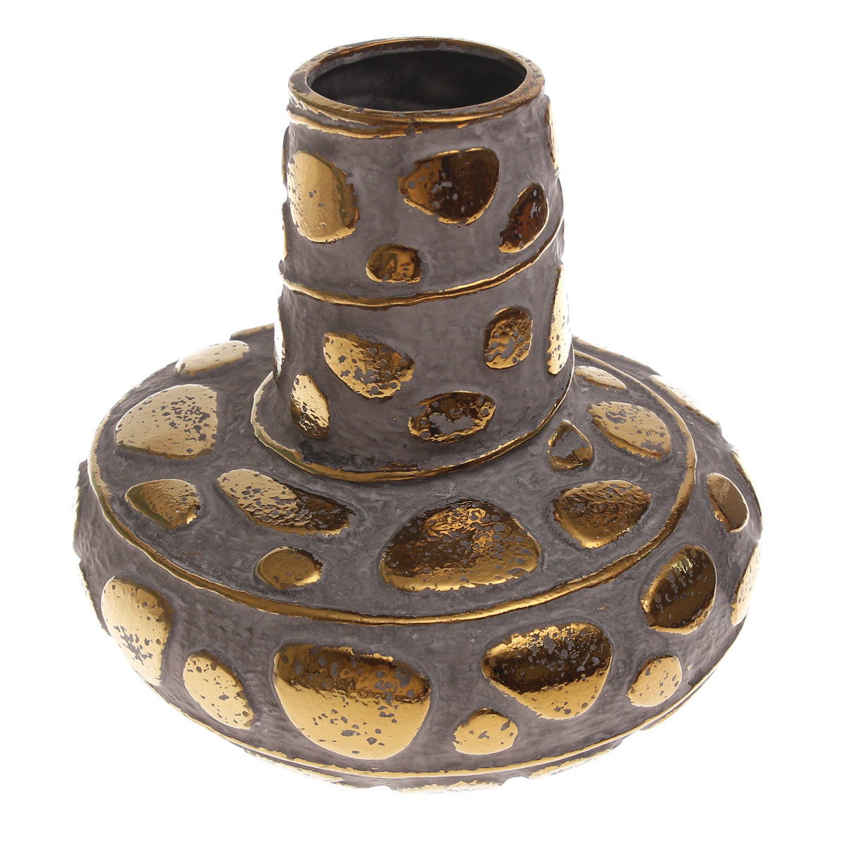Grey & Gold Pebble Ceramic Vase | Luxury Home Décor Pakistan | Modern Table Accent
