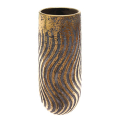 Grey & Gold Swirly Ceramic Vase | Luxury Home Décor Pakistan | Modern Tall Vase