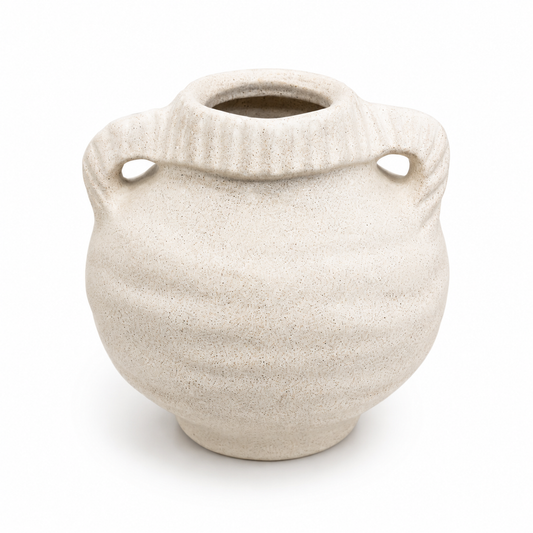 Ceramic Vase Natural Textured White Medium – Decorative Pot Vase for Home Décor