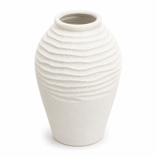 Ceramic Vase White Weave Large – Textured Decorative Ceramic Vase for Home Décor