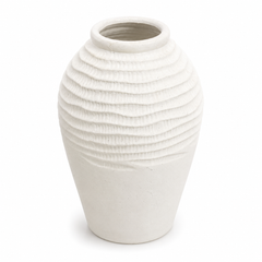 Ceramic Vase White Weave Large – Textured Decorative Ceramic Vase for Home Décor