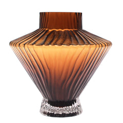 Color Glass Vase Brown Lining | Luxury Home Décor Pakistan | Ribbed Glass Vase