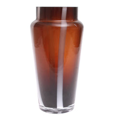Brown Glass Vase with White Stripes M | Modern Home Décor Pakistan | Stylish Table Accent