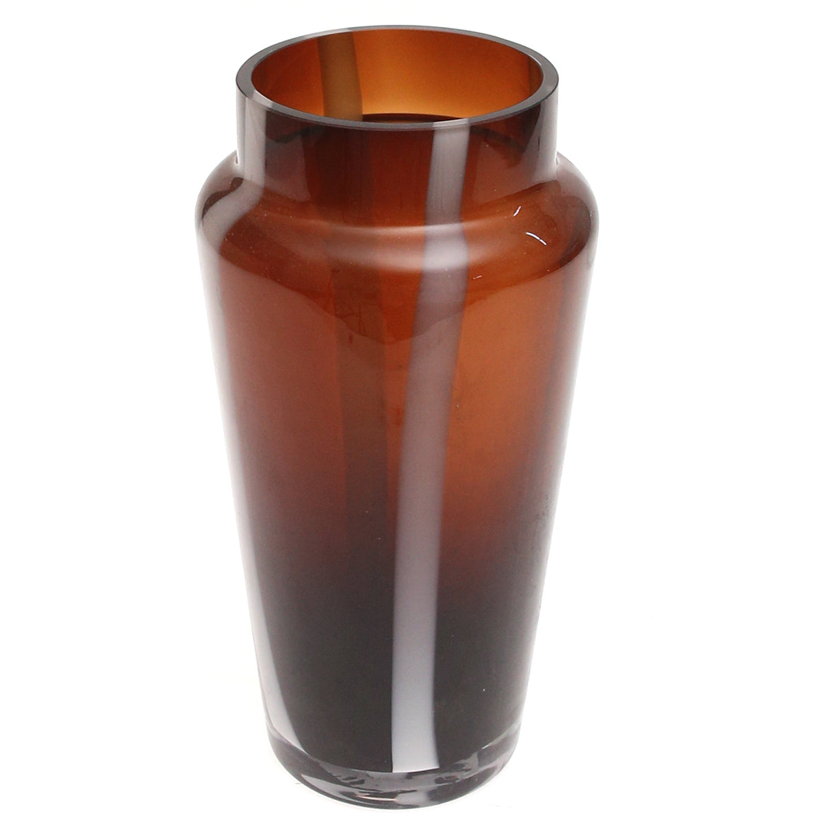 Brown Glass Vase with White Stripes M | Modern Home Décor Pakistan | Stylish Table Accent