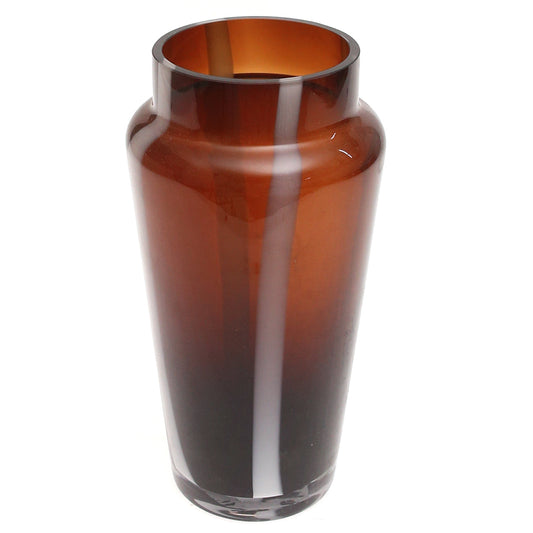 Brown Glass Vase with White Stripes M | Modern Home Décor Pakistan | Stylish Table Accent
