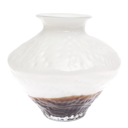 Color Glass Vase Cone White & Brown Big | Luxury Home Décor Pakistan | Decorative Glass Vase