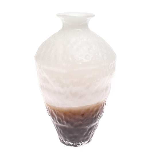 Color Glass Vase Cone White & Brown Big | Luxury Home Décor Pakistan | Decorative Glass Vase