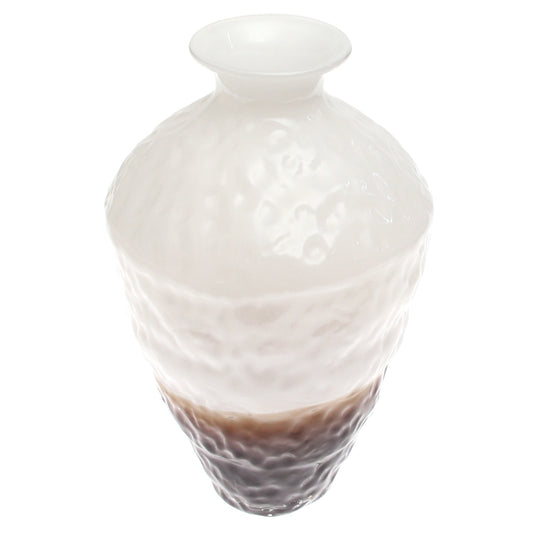 Color Glass Vase Cone White & Brown Big | Luxury Home Décor Pakistan | Decorative Glass Vase