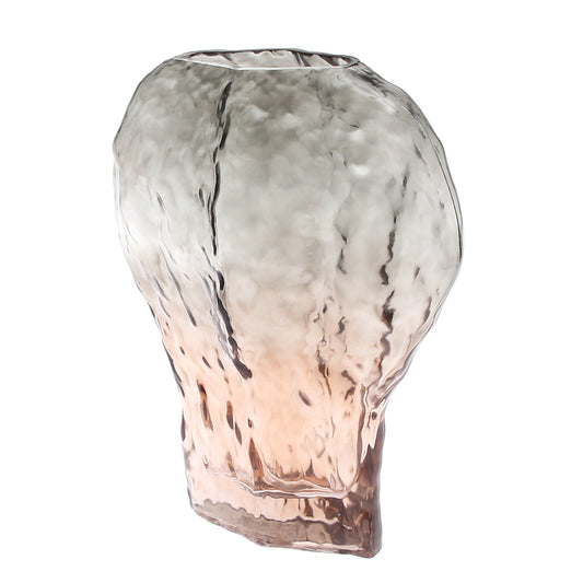 Color Glass Vase Grey & Peach | Luxury Home Décor Pakistan | Textured Decorative Vase