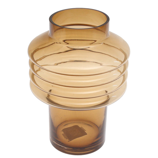 Color Glass Vase Light & Dark Brown | Ribbed Decorative Glass Vase | Luxury Home Décor Pakistan