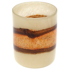 Off White & Brown Glass Vase with Orange Stripes | Decorative Glass Vase | Luxury Home Décor Pakistan