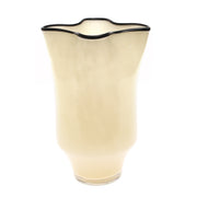 Off White Glass Vase with Black Line M | Modern Home Décor Pakistan | Elegant Table Accent - Habitt