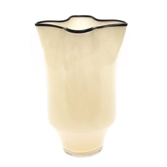 Off White Glass Vase with Black Line M | Modern Home Décor Pakistan | Elegant Table Accent - Habitt