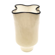 Off White Glass Vase with Black Line M | Modern Home Décor Pakistan | Elegant Table Accent - Habitt